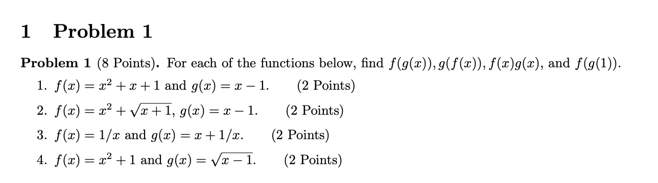 Solved 1 ﻿Problem 1Problem 1 (8 ﻿Points). ﻿For each of the | Chegg.com