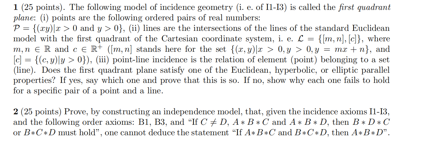 Solved 1 (25 Points). The Following Model Of Incidence | Chegg.com