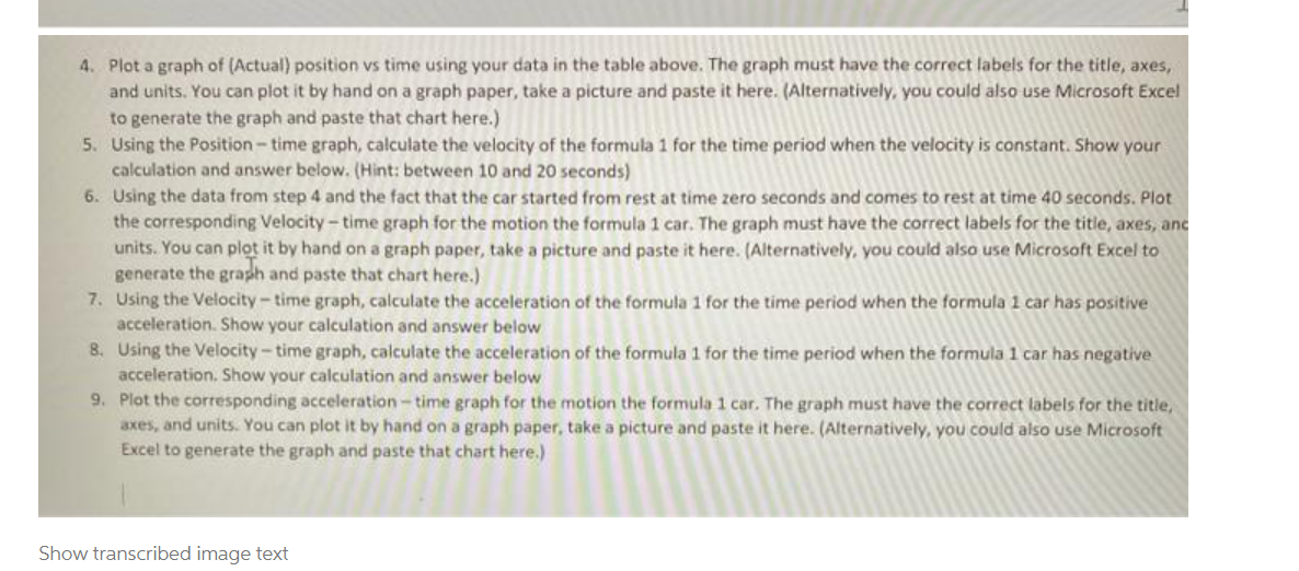 4. Plot a graph of (Actual) position vs time using | Chegg.com