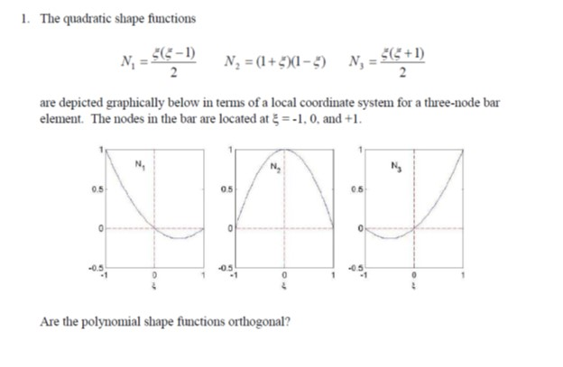 Solved 1. The quadratic shape functions N = $15 " N = (1 + | Chegg.com