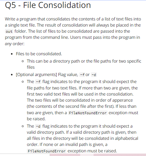 Q5 - File Consolidation Write a program that | Chegg.com