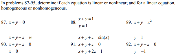 Solved In Problems 87 95 Determine If Each Equation Is L Chegg Com