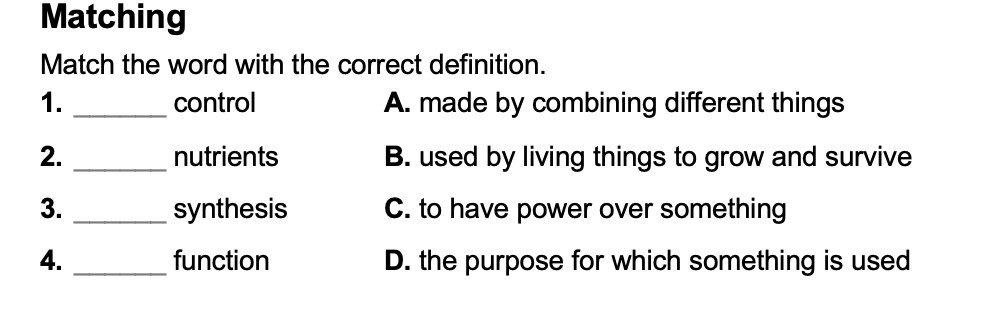 Solved Multiple Meaning Words Match the definition of the Chegg