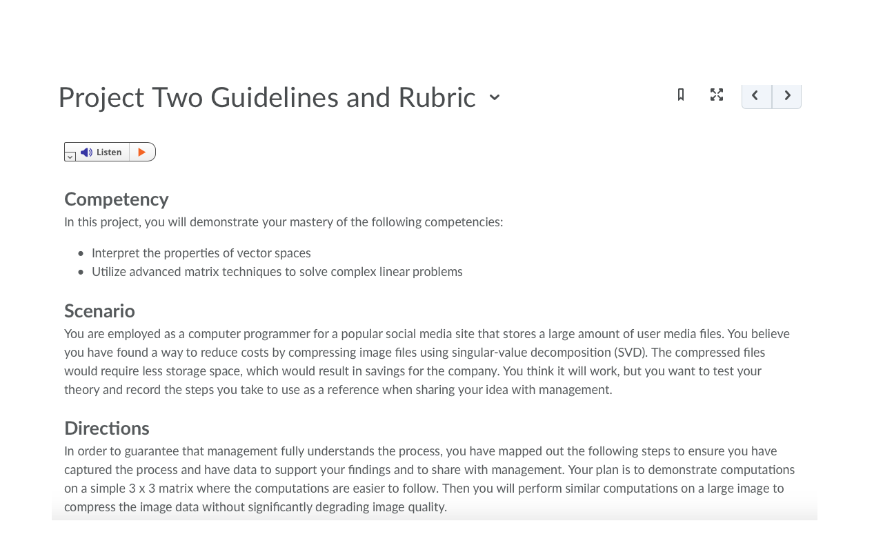 Project Two Guidelines And Rubric Listen | Chegg.com