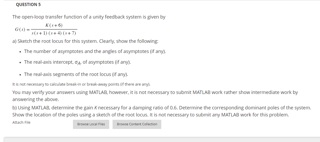 Solved The open-loop transfer function of a unity feedback | Chegg.com