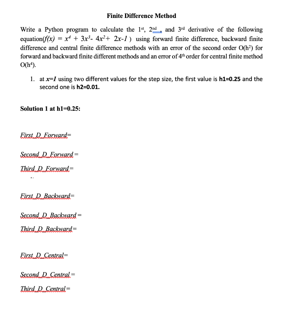 Solved Finite Difference Method Write a Python program to | Chegg.com
