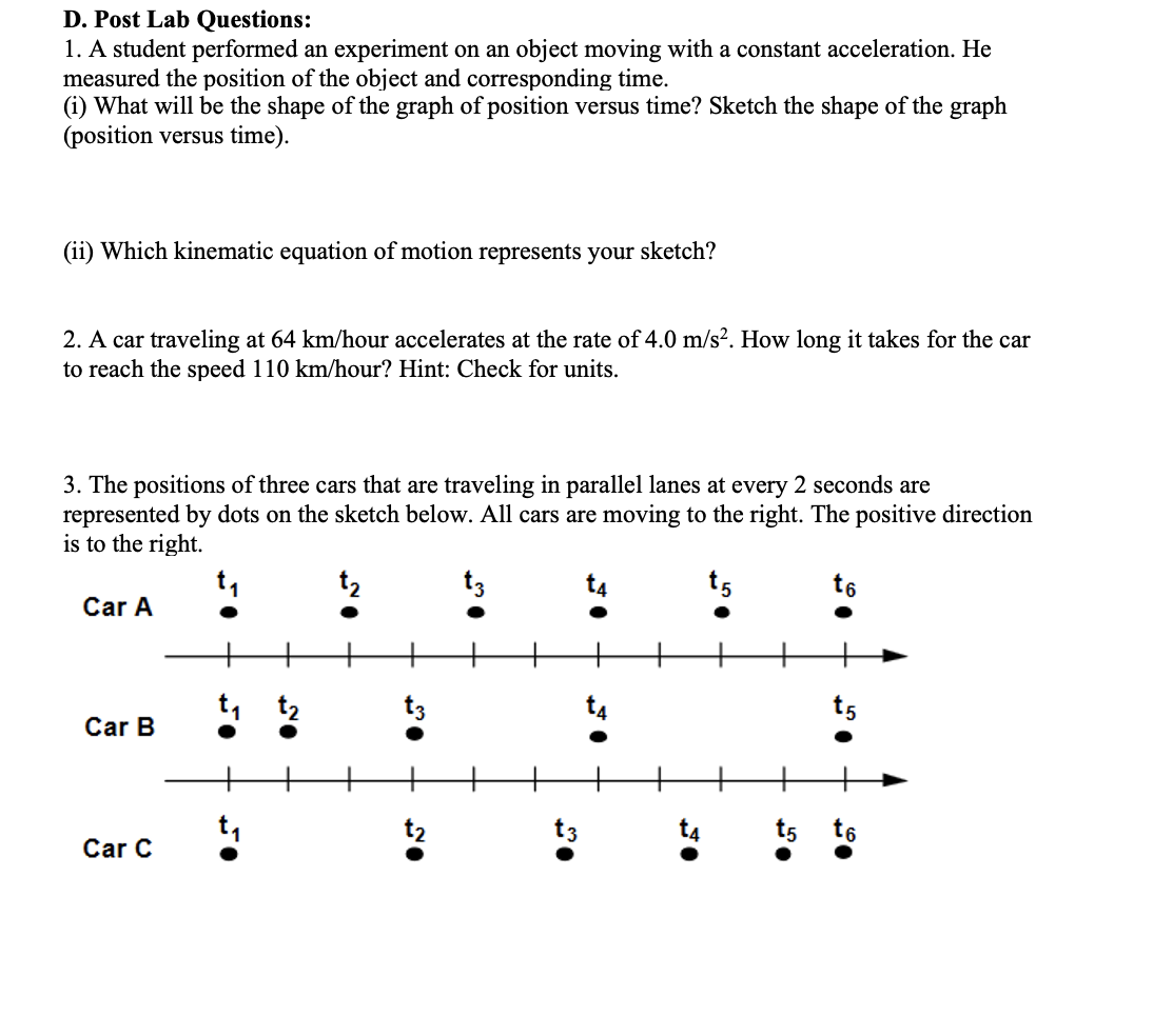 Solved D. Post Lab Questions: 1. A student performed an | Chegg.com