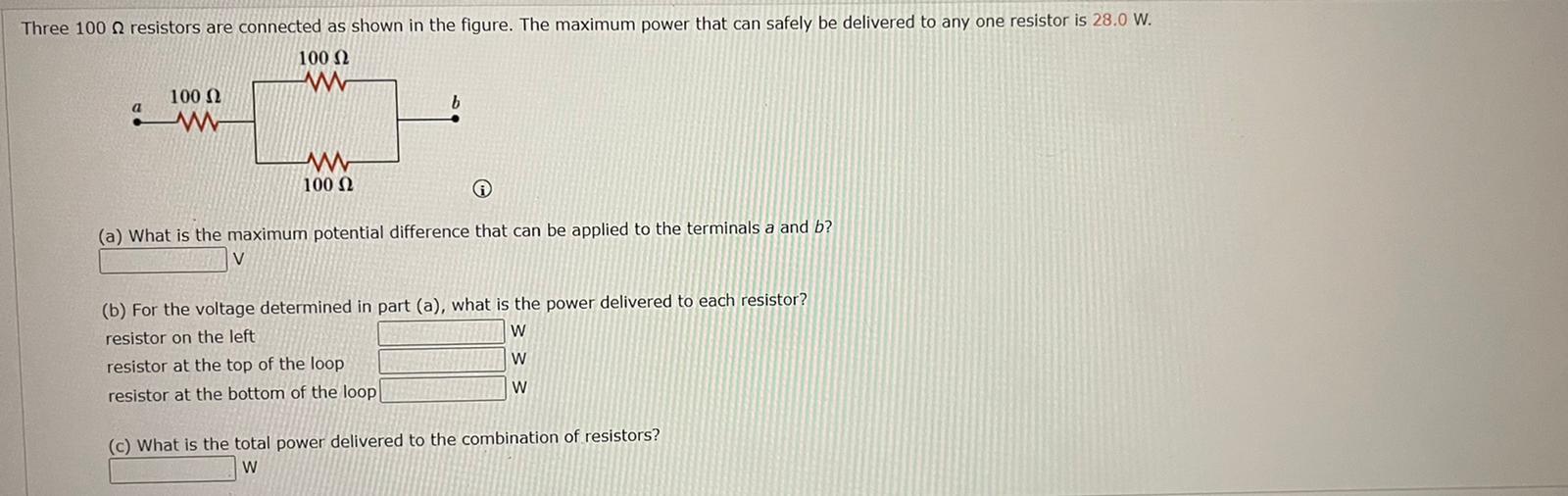 Solved Three 100 Resistors Are Connected As Shown In The | Chegg.com