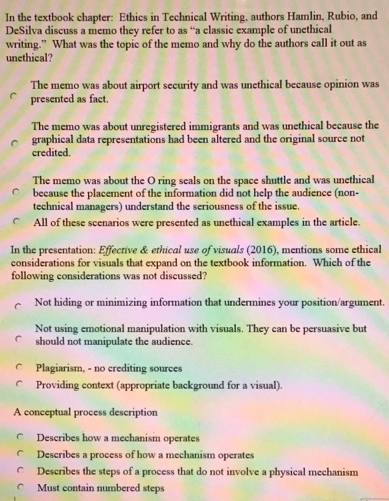 In the textbook chapter Ethics in Technical Writing,