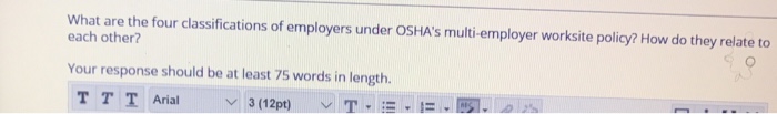 Solved OSHA uses a two-step process to determine if a | Chegg.com