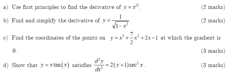 Solved a) Use first principles to find the derivative of y= | Chegg.com