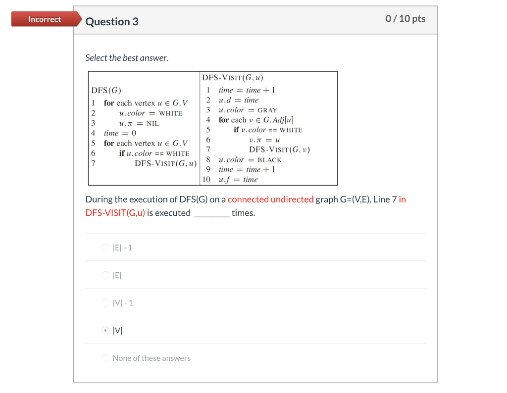 Solved Incorrect Question 1 0 / 10 pts Select the best | Chegg.com