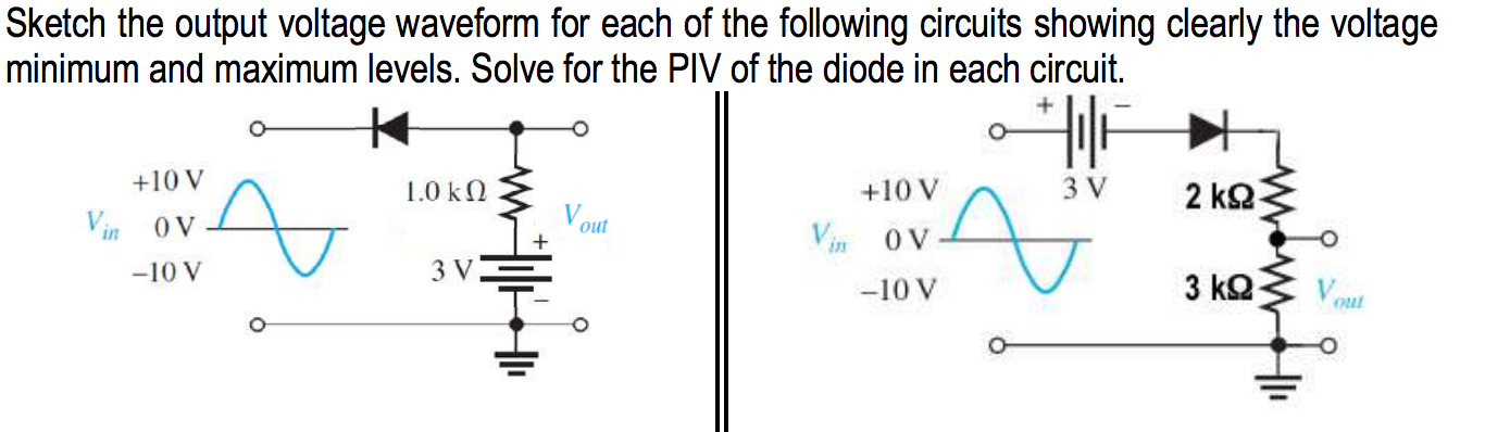 Solved Sketch the output voltage waveform for each of the | Chegg.com