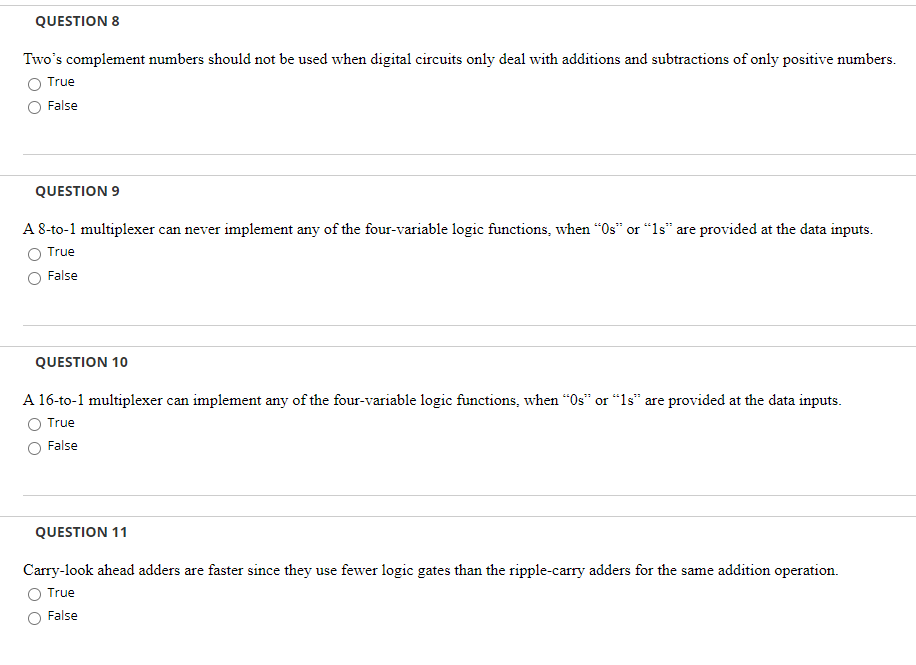 Solved QUESTION 8 Two's complement numbers should not be | Chegg.com