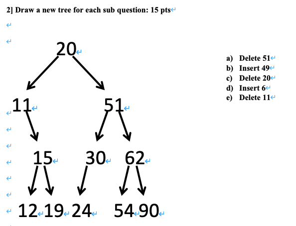 Solved 2] Draw a new tree for each sub question: 15 ptse 20. | Chegg.com