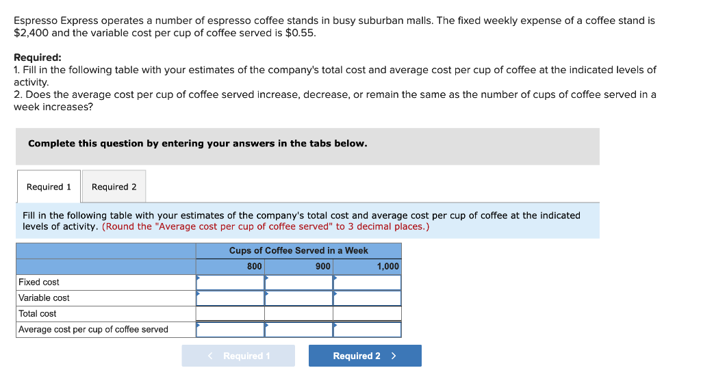 Solved Espresso Express operates a number of espresso coffee