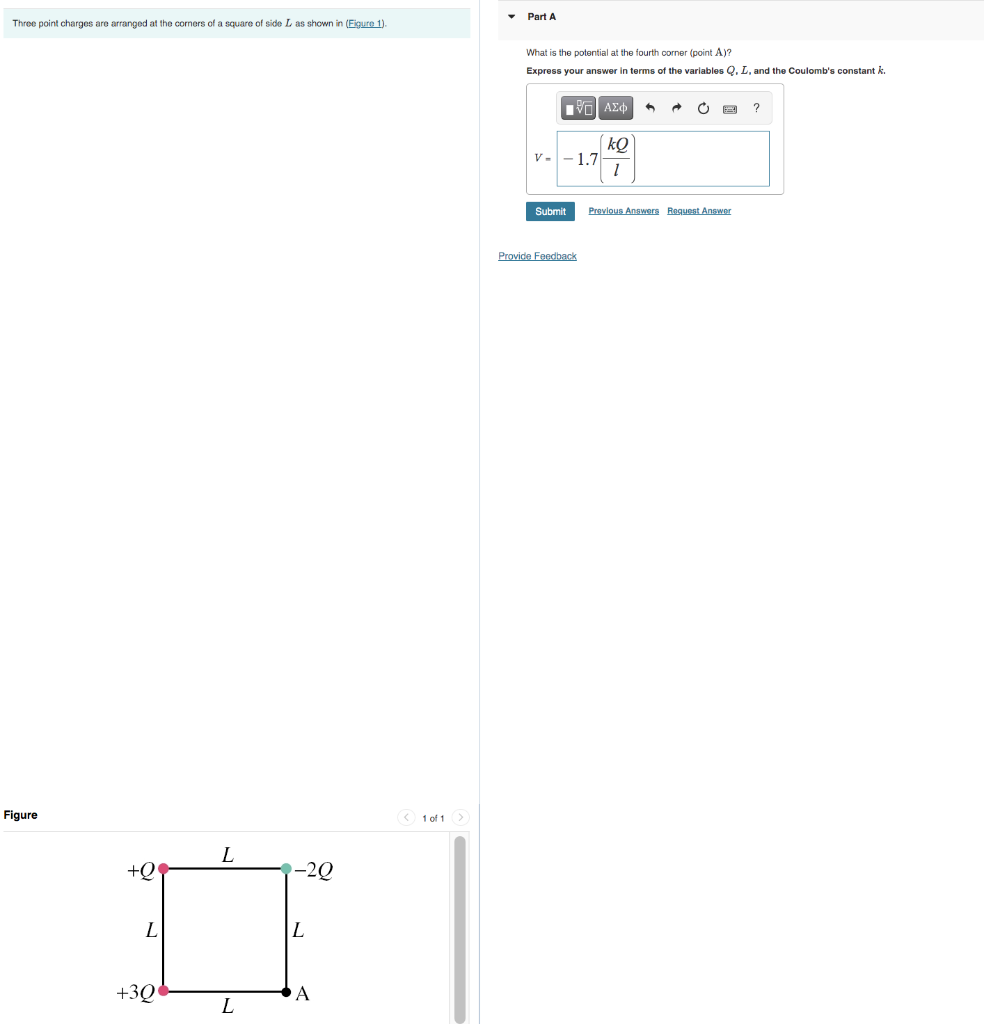 [Solved]: Three point charges are arranged at the corners