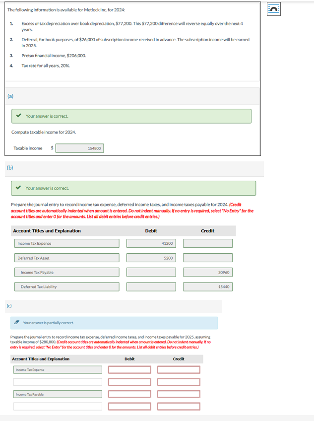 Solved The following information is available for Metlock | Chegg.com