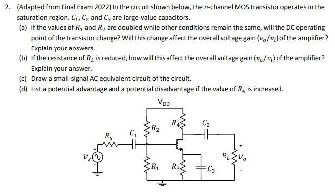 Solved 2. (Adapted from Final Exam 2022) In the circuit | Chegg.com