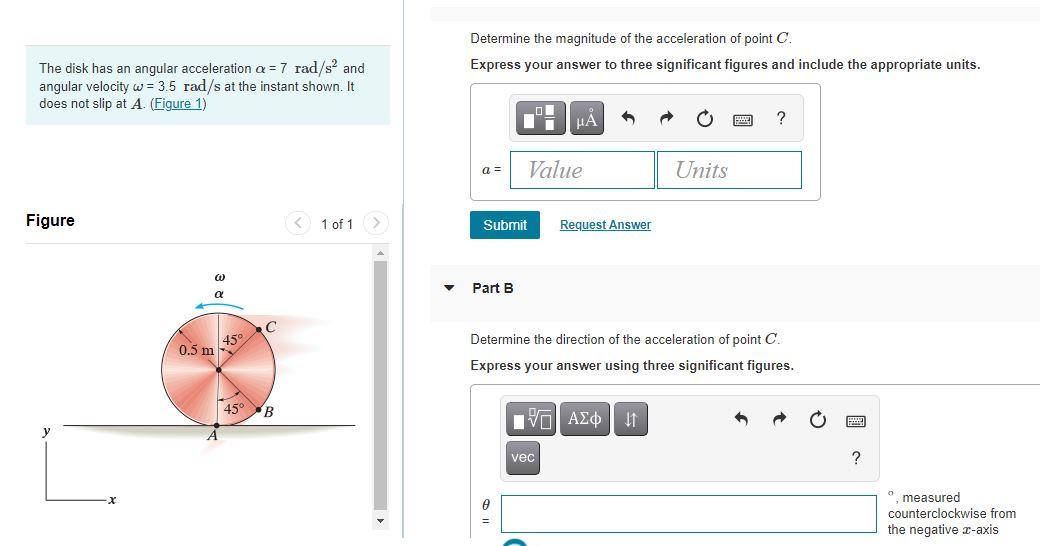 Solved Determine the magnitude of the acceleration of point | Chegg.com