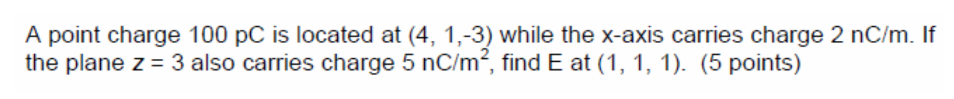 Solved A point charge 100 PC is located at (4, 1,-3) while | Chegg.com