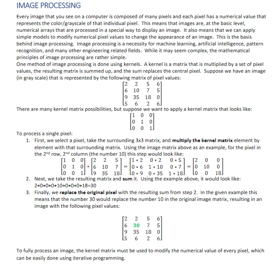 Solved IMAGE PROCESSING Every image that you see on a | Chegg.com