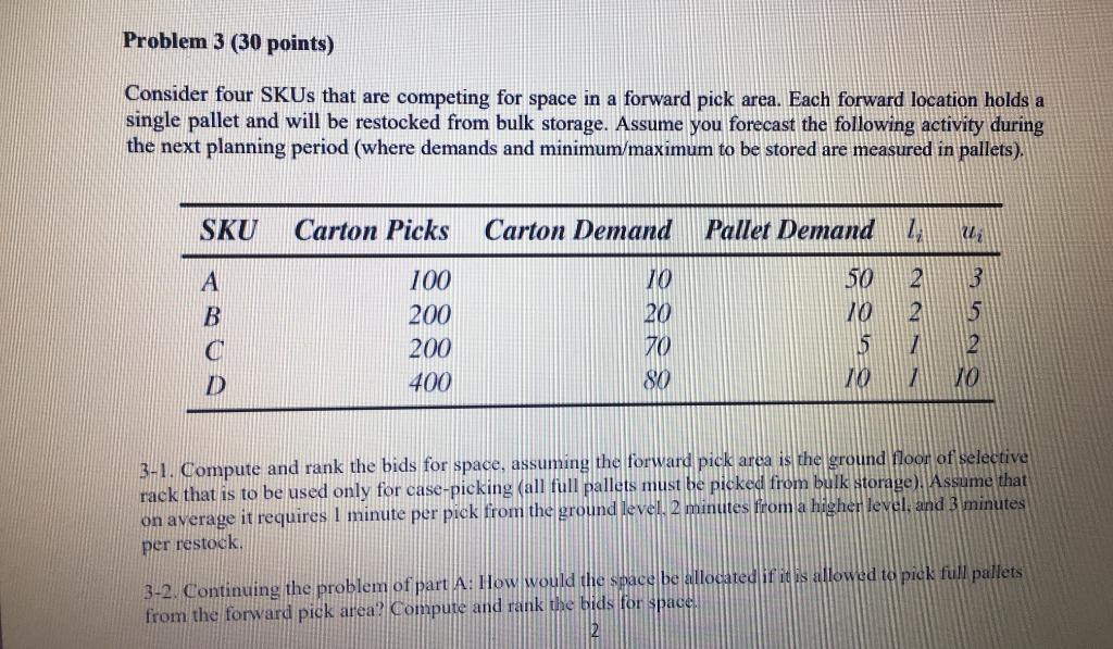 Solved Problem 3 (30 points) Consider four SKUs that are