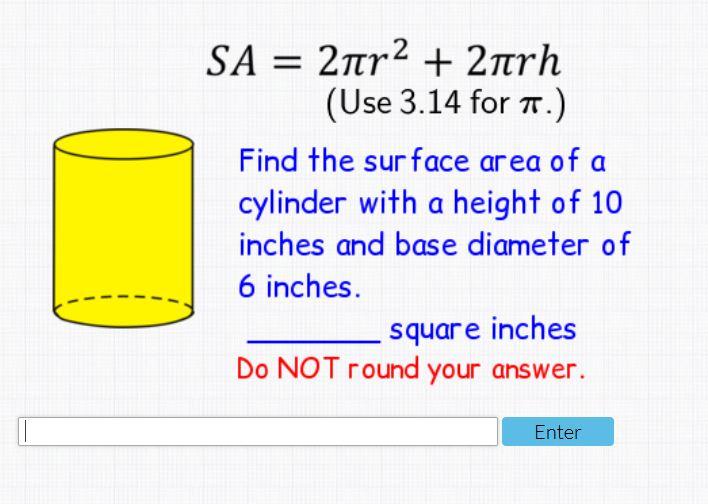 Solved find the surface area of the cylinder with a height