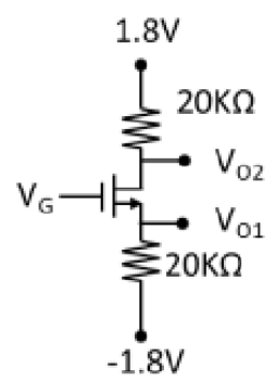 Solved W/L=4, Vtn=0.4 V, and Kn′=95μA/V2, calculate VO1, | Chegg.com