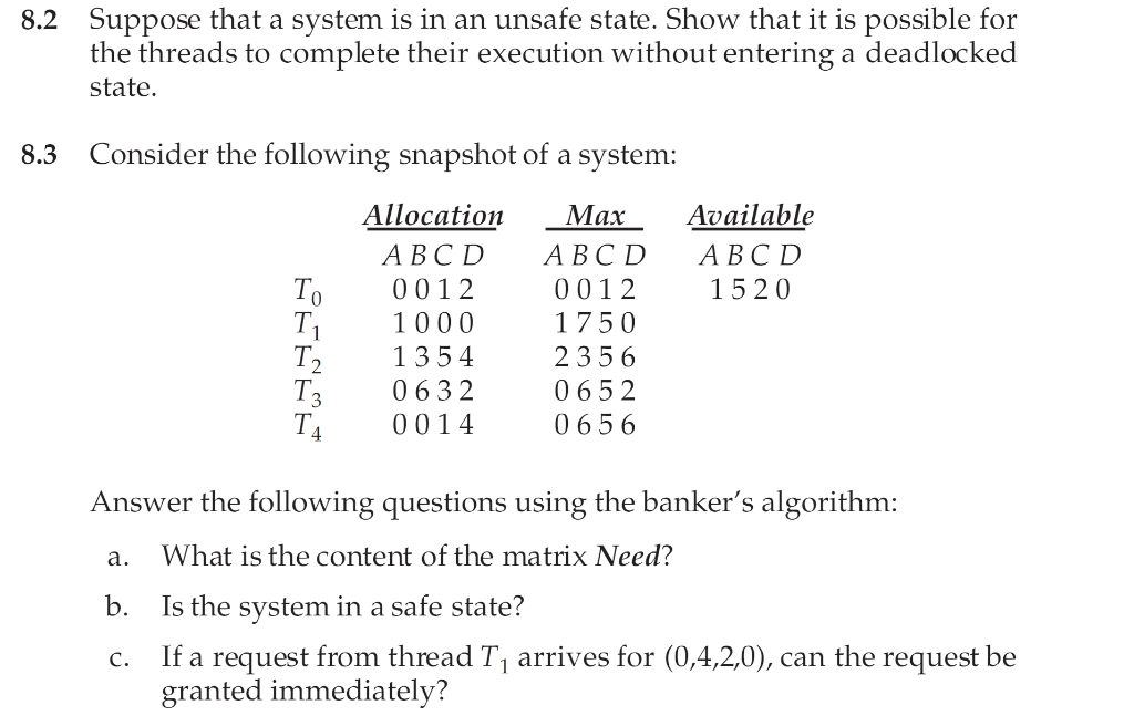 Solved 8.2 Suppose that a system is in an unsafe state. Show | Chegg.com