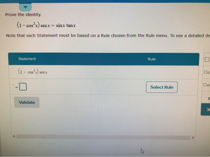 Solved Prove The Identity. (1-cos X) Secx Sinx Tanx Note | Chegg.com