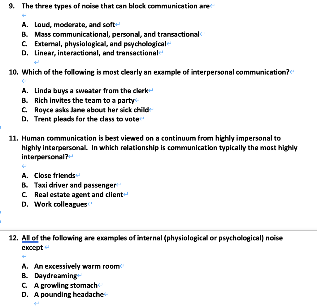 examples of communication noise