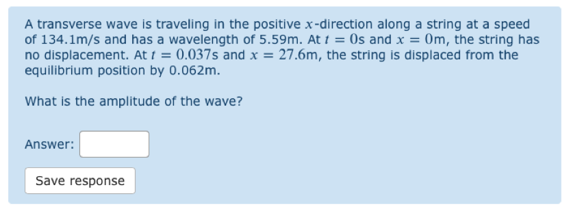 Solved A transverse wave is traveling in the positive | Chegg.com
