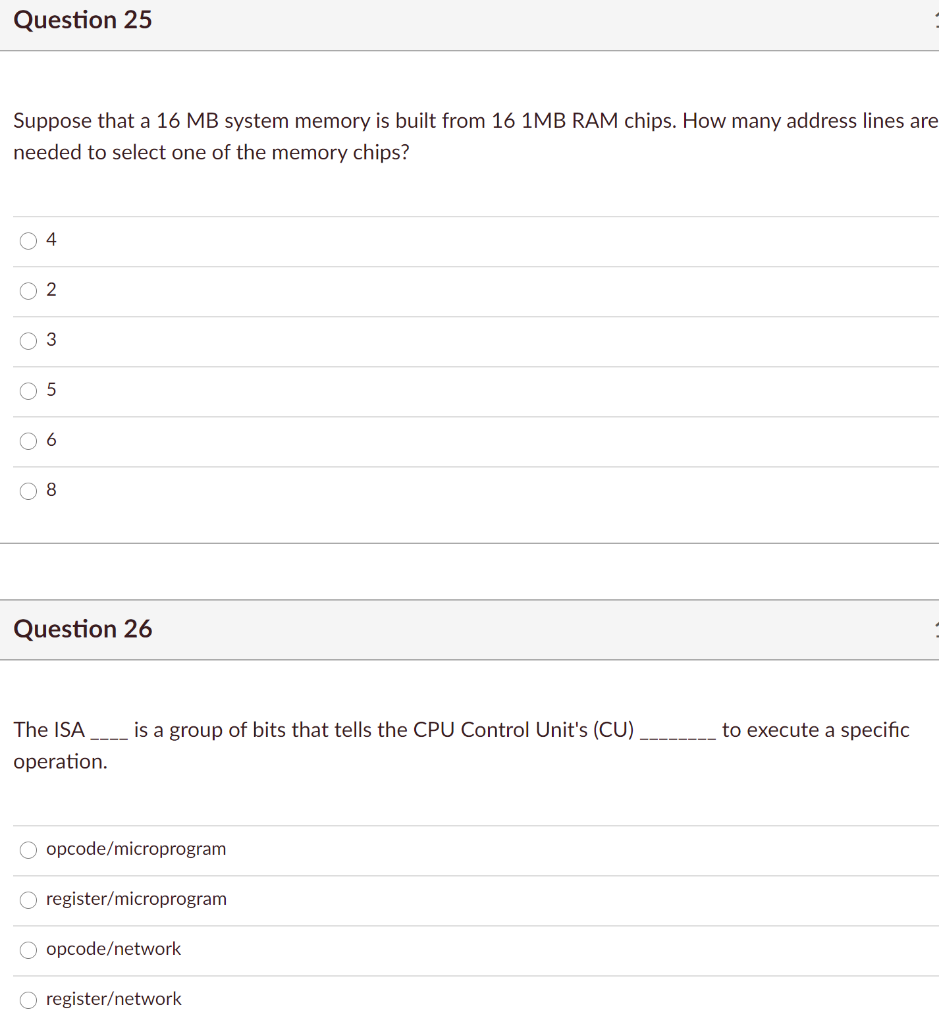 Solved Question 25 Suppose that a 16 MB system memory is | Chegg.com