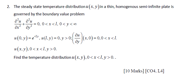 Solved The steady state temperature distribution u(x,y) in | Chegg.com
