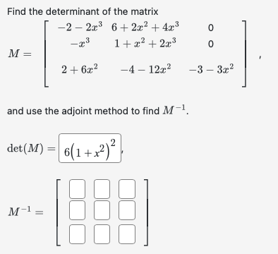 Solved Find the determinant of the matrix | Chegg.com