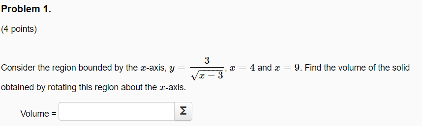 Solved Problem 1. (4 points) 3 = Consider the region bounded | Chegg.com