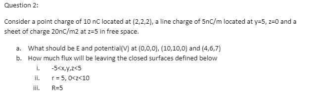 Solved Question 2: Consider a point charge of 10 nC located | Chegg.com