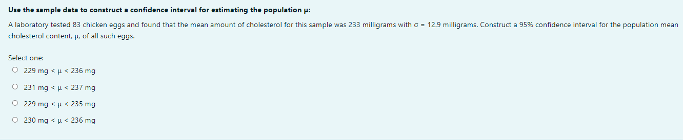 Solved Use the sample data to construct a confidence | Chegg.com