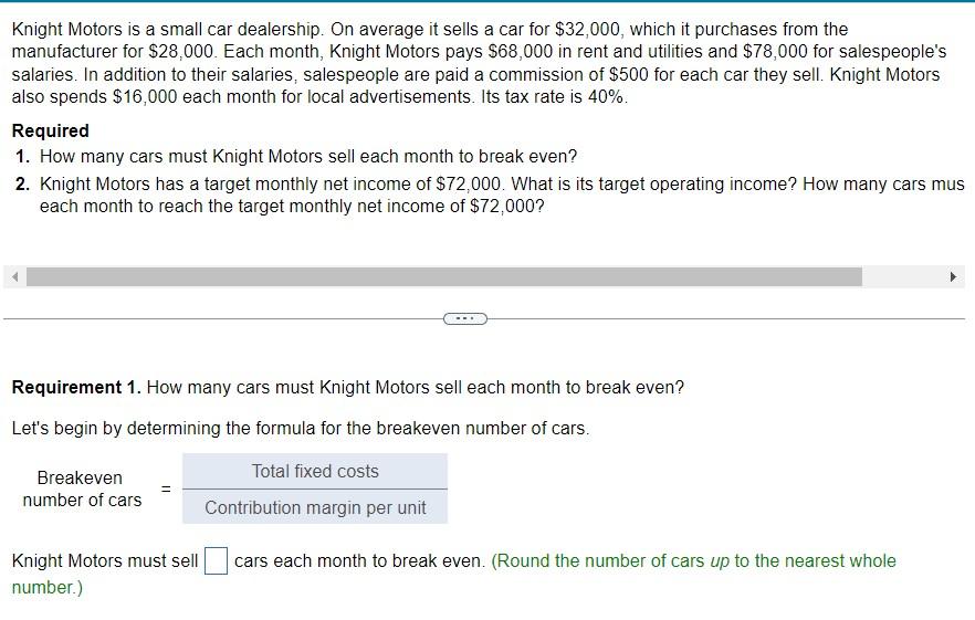 Solved Knight Motors is a small car dealership. On average