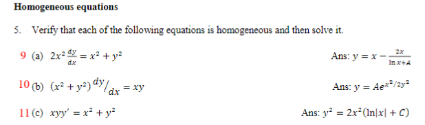 Solved Homogeneous equations 5. Verify that each of the | Chegg.com