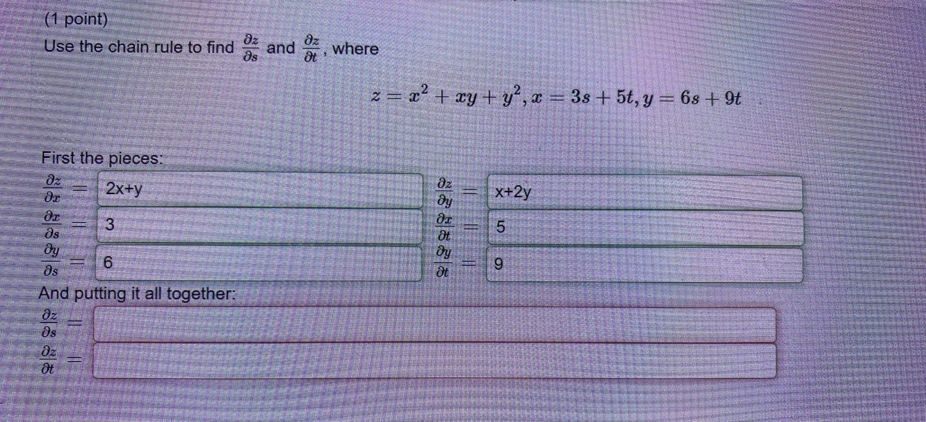 Solved 1 Point Use The Chain Rule To Find ∂s∂z And ∂t∂z