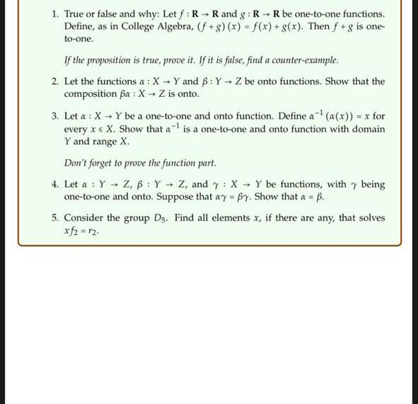 Solved 1 True Or False And Why Let F R R And G R R Be Chegg Com