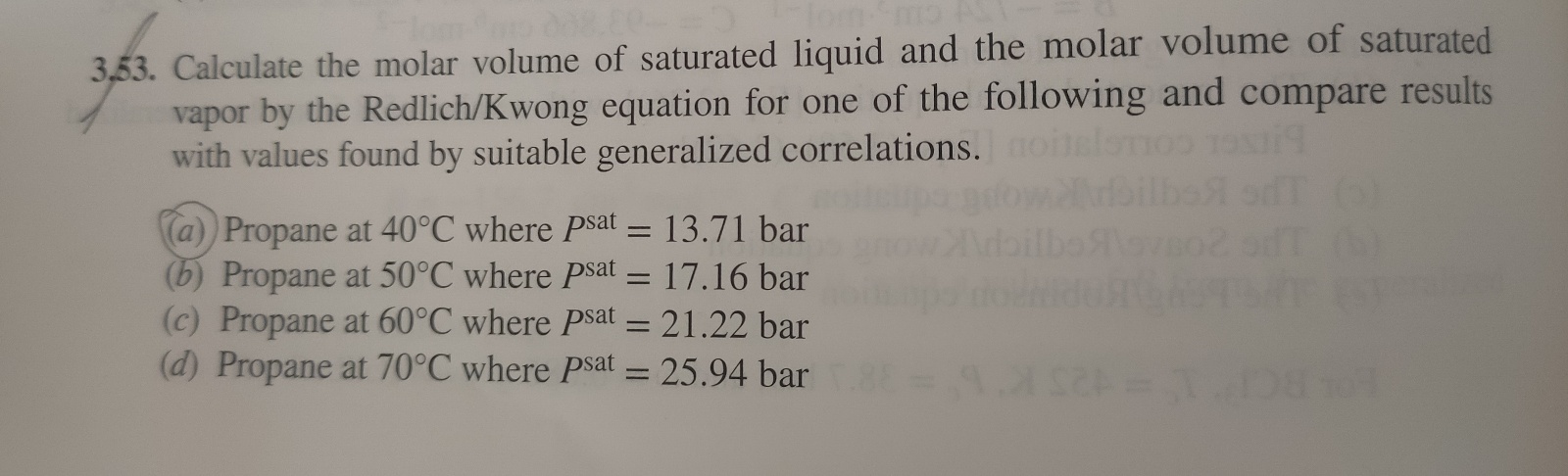 Solved 3.53. Calculate the molar volume of saturated liquid | Chegg.com