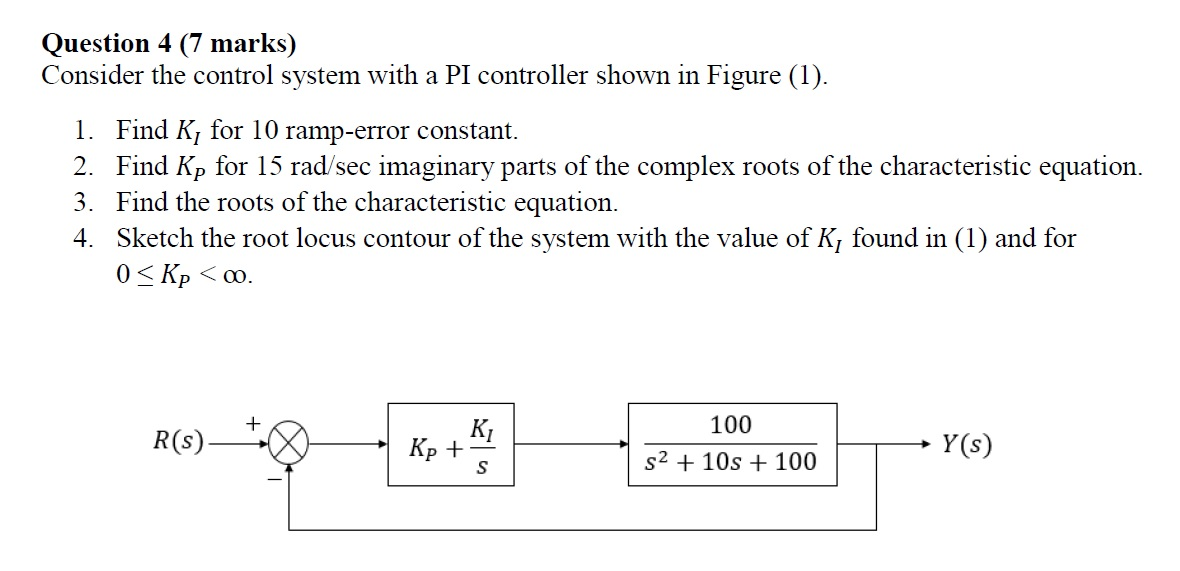 Solved Question 4 (7 Marks) Consider The Control System With 