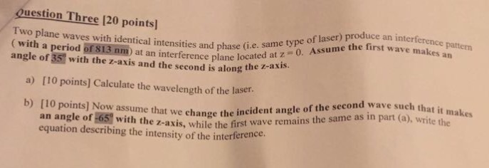 Solved Two plane waves with identical intensities and phase | Chegg.com
