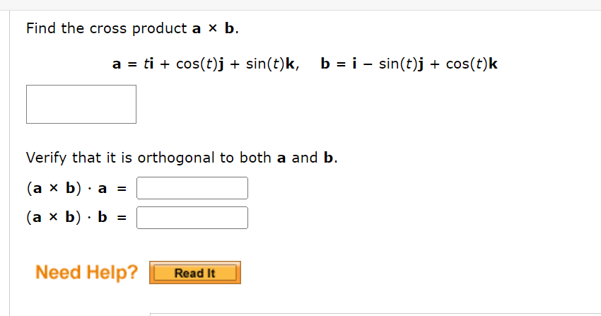 Solved Find The Cross Product A×b. | Chegg.com