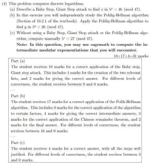 Solved 1 This Problem Computes Discrete Logarithms A Chegg Com