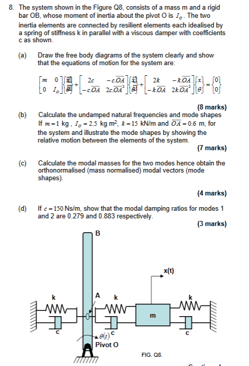 Solved 8. The system shown in the Figure Q8, consists of a | Chegg.com
