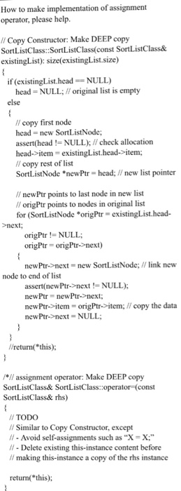 Solved How to make implementation of assignment operator, | Chegg.com